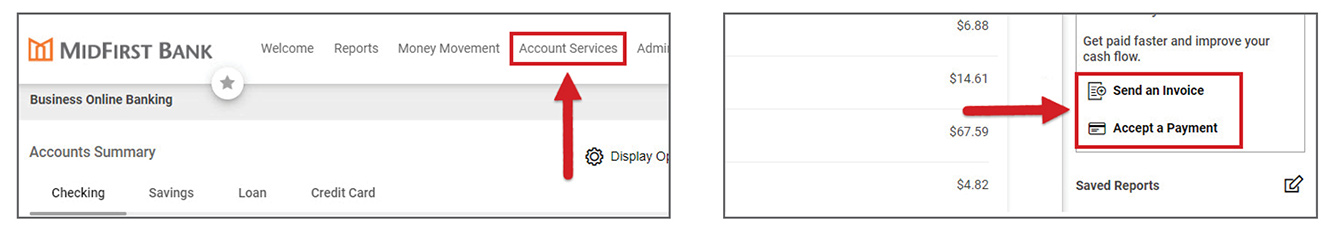 A screenshot showcasing how to use Autobooks through MidFirst Bank