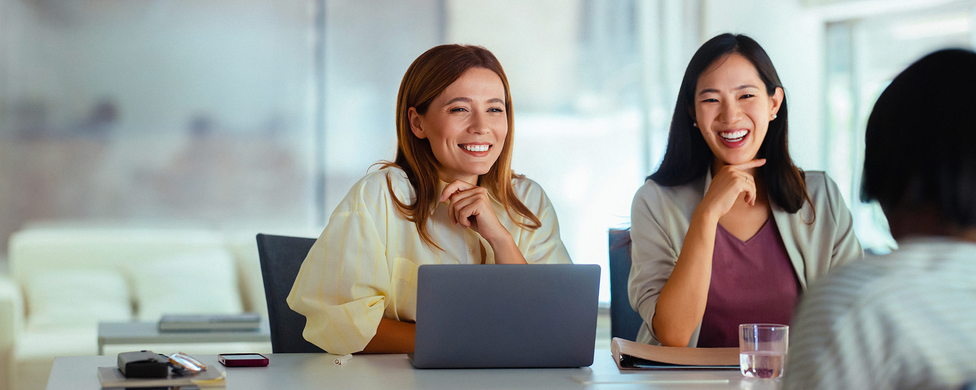 Woman talking to man