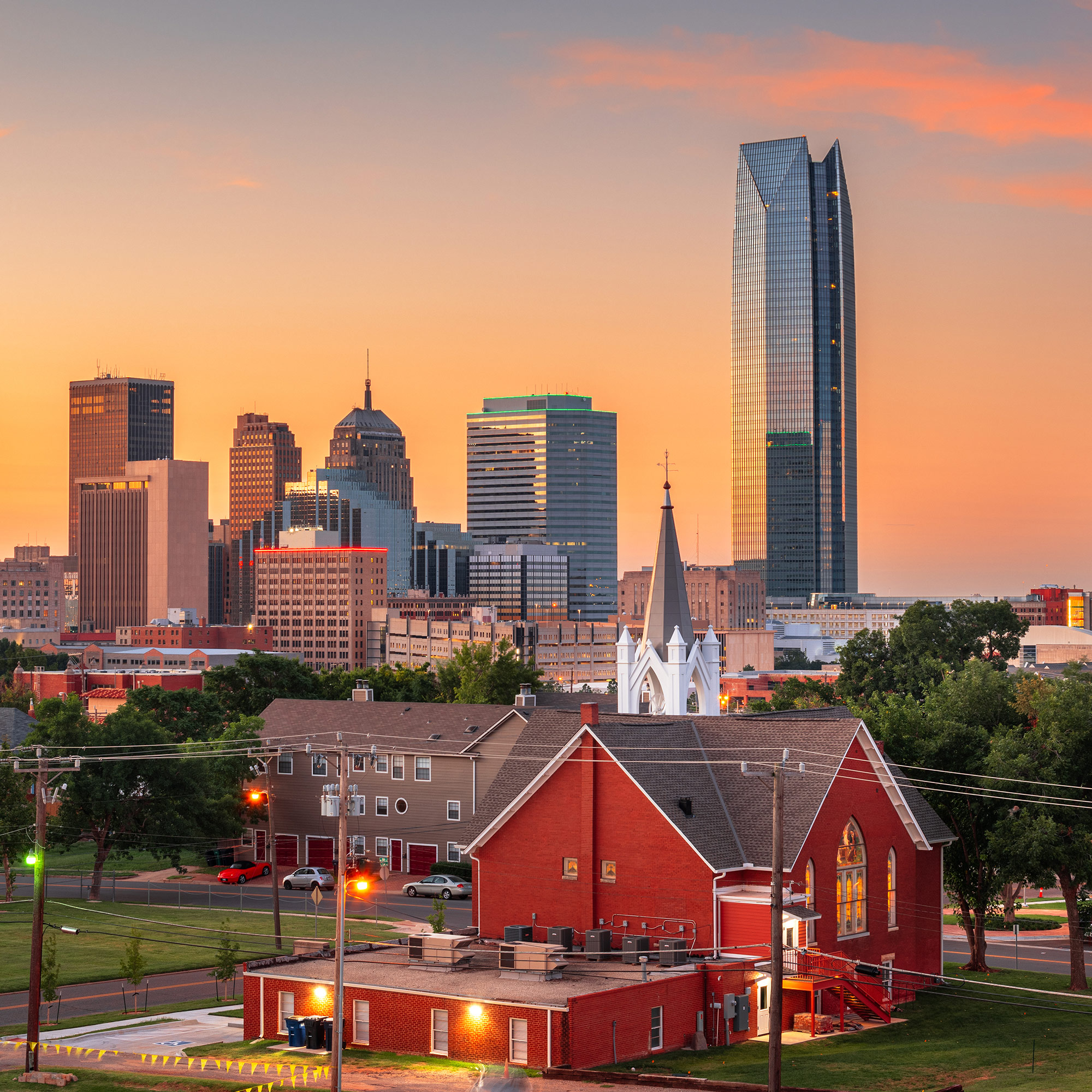 A skyline photo of Oklahoma City, Oklahoma