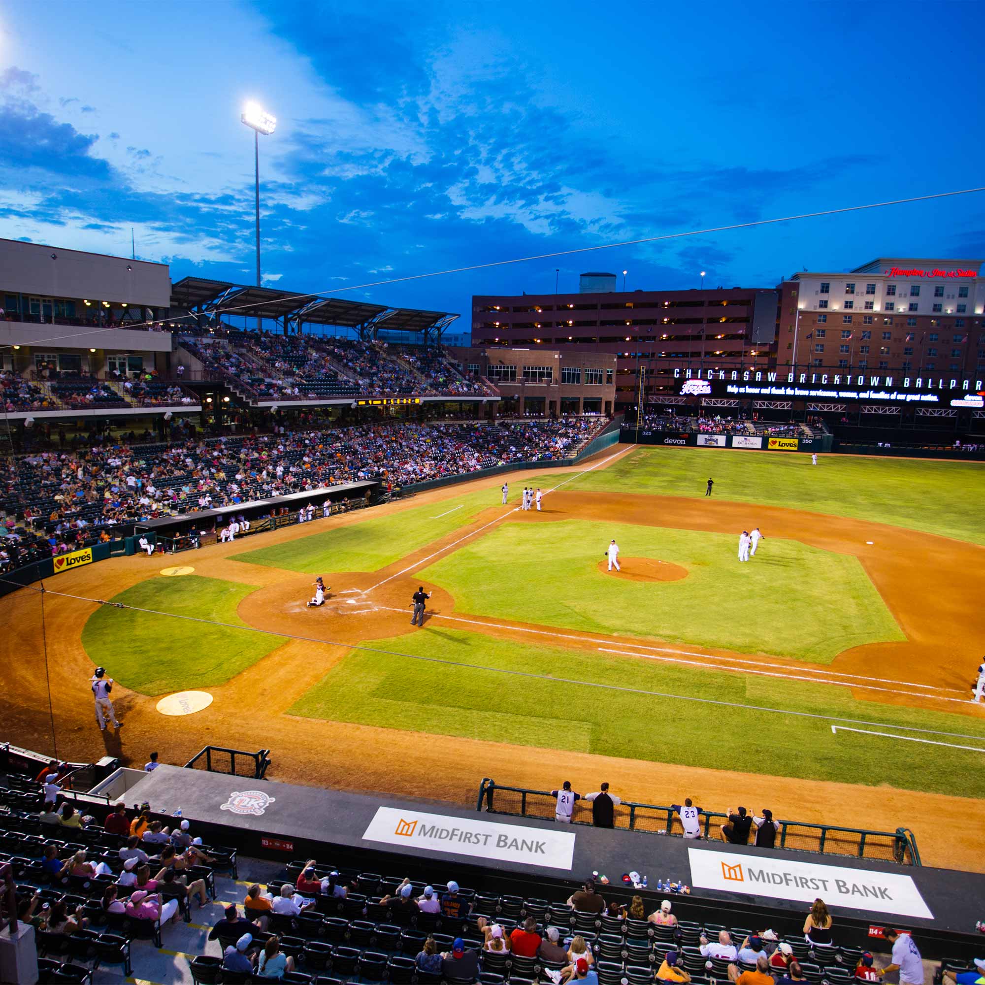 An aerial view of the OKC Dodgers stadium