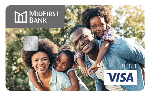 MidFirst Bank iDesign example card with picture of a family.