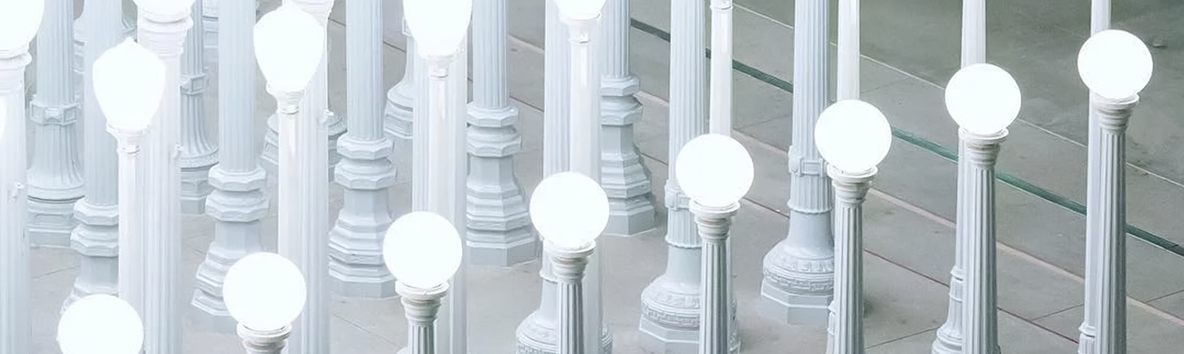 Urban Light sculpture located at Wilshire Boulevard entrance.
